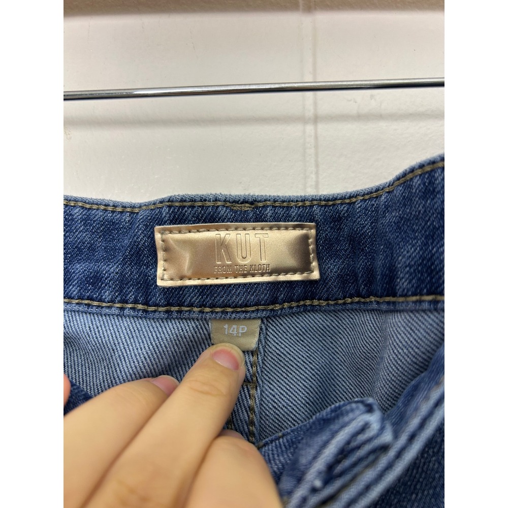 KUT from the Kloth Meg Jeans Wide Leg Size 14P Blue High Rise Stretch Denim blue - Picture 3 of 10